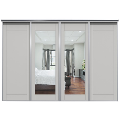 Mix Skjutdörr Tradition Grå / Tradition spegel 4150 mm 4 dörrar