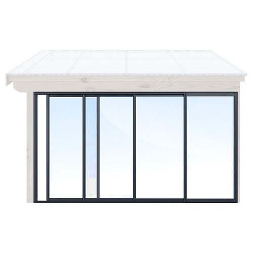 Skjutbara dörrar Vår/Höst - Isolent Antracitgrå, Original Design, 370 cm - 4 luckor