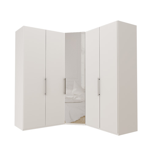 Garderob Atlanta - Vit 216 cm, Vit, 100 + hörn + 100