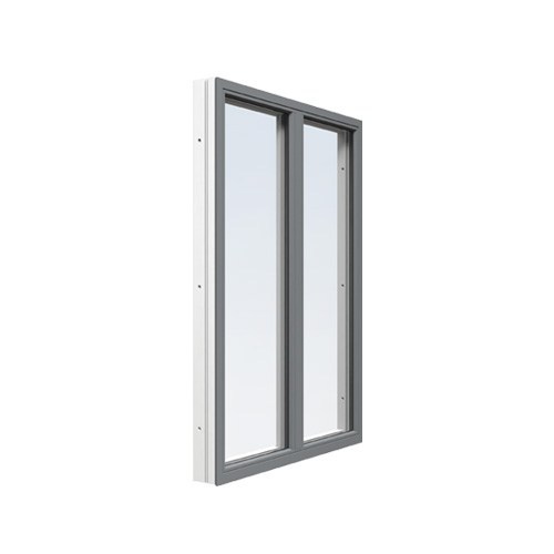 Energi Aluminium Fast fönster med mittpost 13, 8, Askgrå