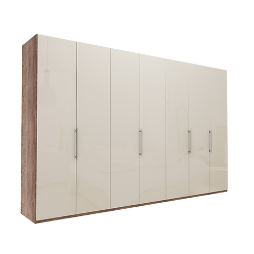 Garderob Atlanta - Mörk rustik ek 216 cm, 350 cm, Utan kornisch / ram