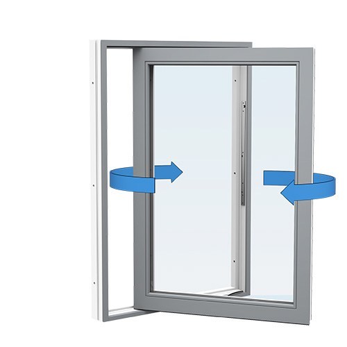 Energi Aluminium Sideswing-fönster 6, 10, Askgrå