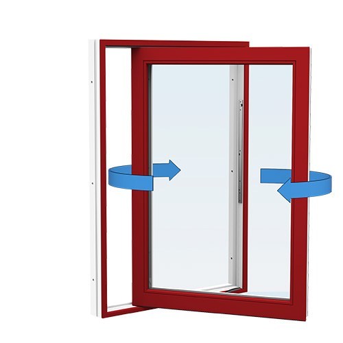 Energi Aluminium Sideswing-fönster 8, 9, Röd