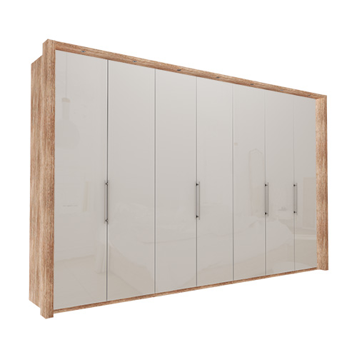 Garderob Atlanta - Ljus rustik ek 216 cm, 350 cm, Med ram