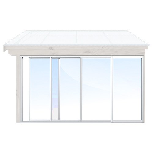 Skjutbara dörrar Sommar - Optimal Vit, Original Design, 370 cm - 4 luckor