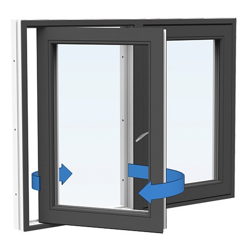 Energi Aluminium Sideswing-fönster 12, 18, Antracitgrå