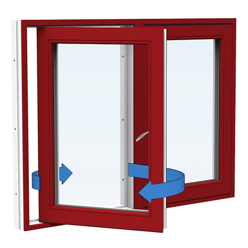 Energi Aluminium Sideswing-fönster 10, 18, Röd