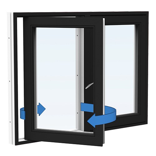 Energi Aluminium Sideswing-fönster 11, 18, Svart