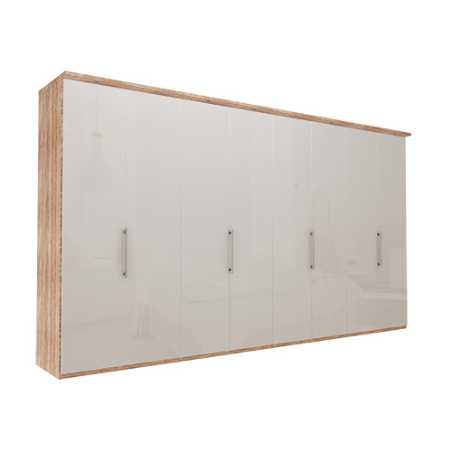 Garderob Atlanta - Ljus rustik ek 216 cm, 400 cm, Med kornisch