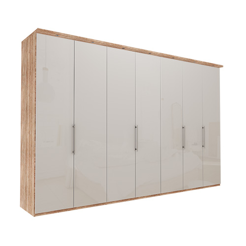 Garderob Atlanta - Ljus rustik ek 216 cm, 350 cm, Med kornisch