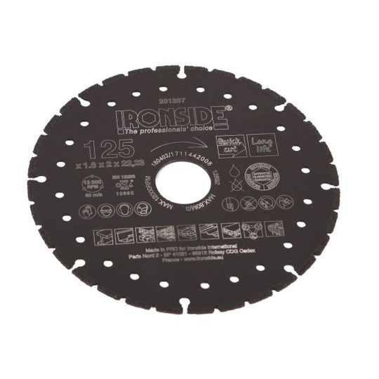 Ironside 201207 Diamantkapskiva 125 x 22,23 x 1,8 x 2 mm