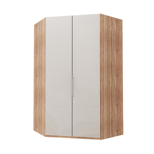 Walk-in garderober Atlanta garderob Vitt glas, 236 cm, Ljus rustik ek