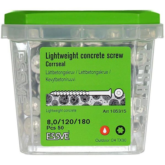 ESSVE CorrSeal TX30 Lättbetongskruv 8,0x180mm, 50-pack