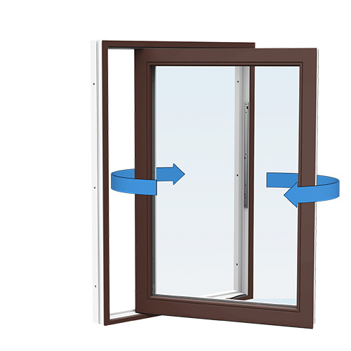 Energi Aluminium Sideswing-fönster 6, 6, Nötbrun