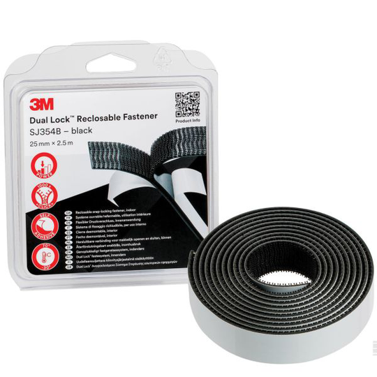 3M Dual Lock SJ354B Snabblås svart