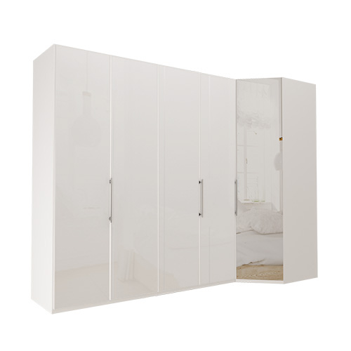 Garderob Atlanta - Vit 236 cm, 200 cm, Vitt glas