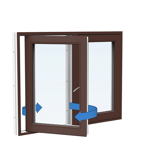 Energi Aluminium Sideswing-fönster 12, 12, Nötbrun