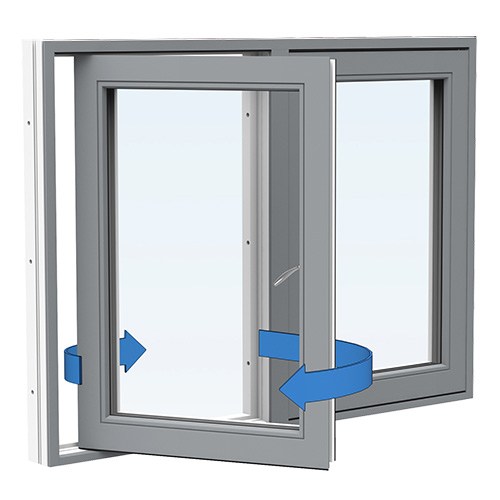 Energi Aluminium Sideswing-fönster 10, 6, Askgrå